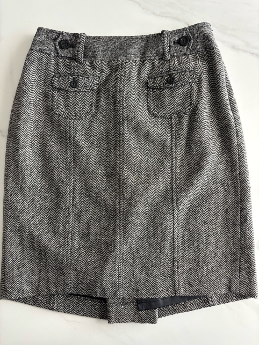 Ann Taylor Gray Herringbone Pencil Skirt - Classic Women’s Skirt Sz 2